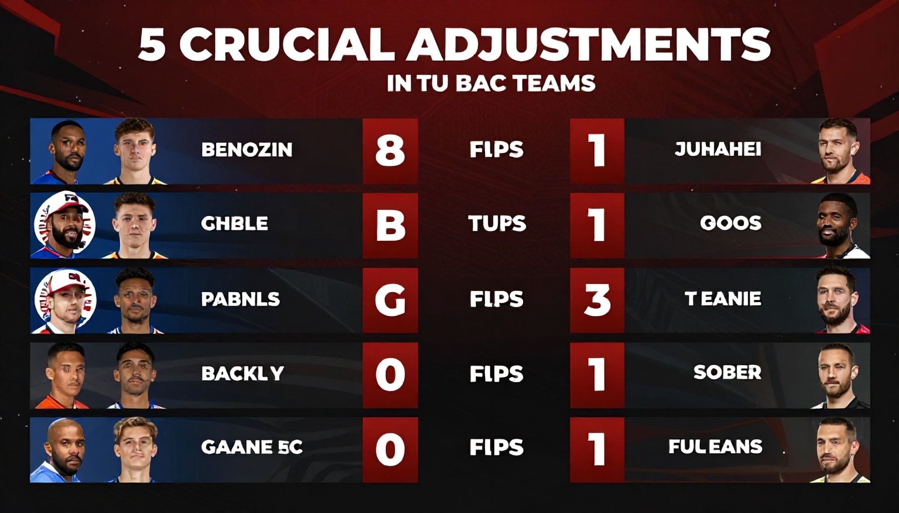 5 Cruciale aanpassingen voor beide teams in deze topwedstrijd*