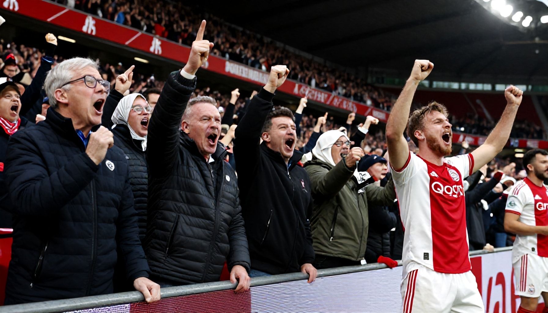 Ajax-fans vieren overwinning in eigen stadion