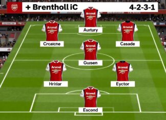 Arsenal begint met 4-2-3-1 tegen Brentford FC