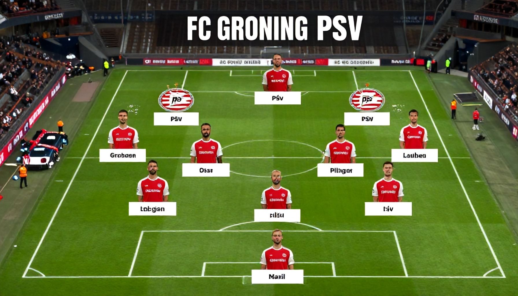 De opstellingen van Groningen en PSV