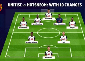 Manchester United en Tottenham: opstellingen met 10 veranderingen
