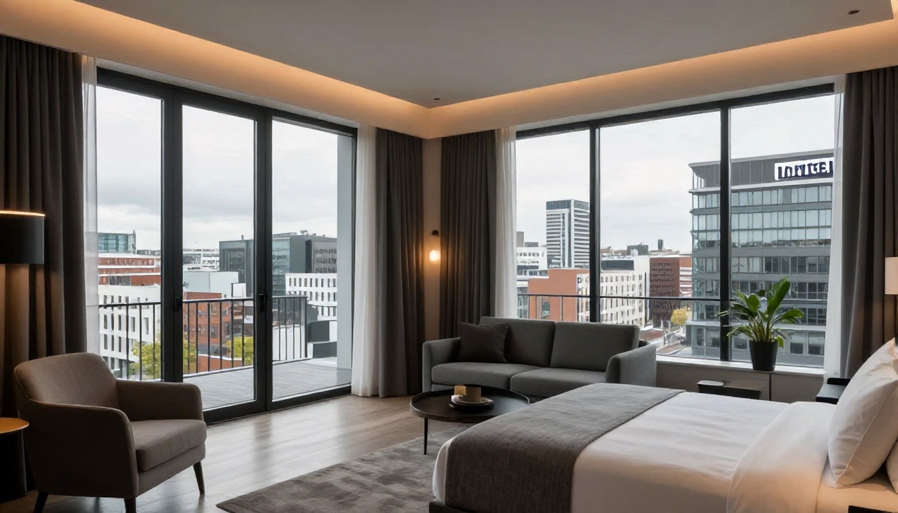 Moderne kamers met stadsuitzicht