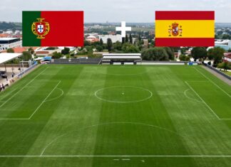 Vergelijk de opstellingen van Portugal en Spanje voor het voetbalduel
