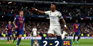 El Clásico eindigt in 3-2 overwinning voor Real Madrid na late goal Vinícius