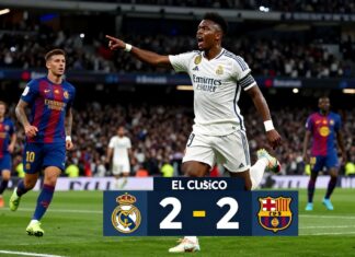 El Clásico eindigt in 3-2 overwinning voor Real Madrid na late goal Vinícius