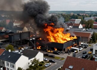Grootschalige brand verwoest 12 bedrijfspanden in Cranenbroek Dongen
