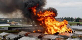 Grote brand verwoest 15 kassen in Naaldwijkse glastuinbouw